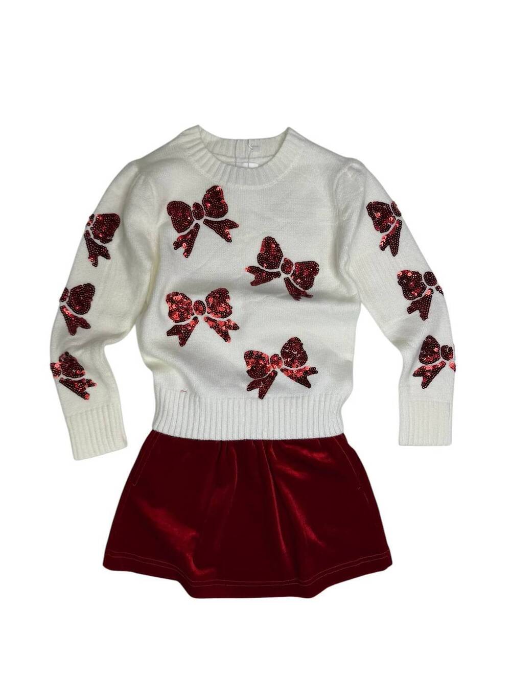 NEW BELLE CHER girls' velvet mini skirt in red